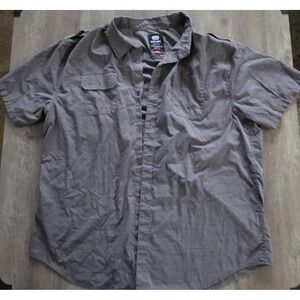 Ecko Unltd Shirt Mens 3XL Casual Pocket Button Up Gray Striped Short Sleeve